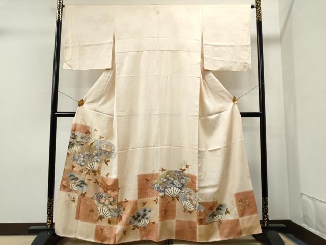 平和屋着物■豪華色留袖 変わり市松扇面花唐草文 金彩 正絹 逸品 CAAK6762yc