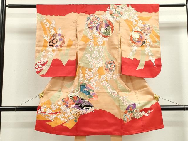 平和屋着物[]お宮参り　女の子　祝着　産着　初着　のしめ　飛鶴鞠花鳥文　金彩　逸品　CAAZ7130ze