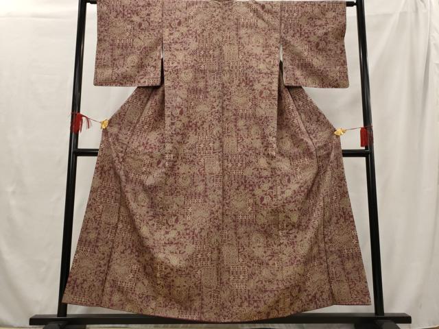 平和屋着物■上質な小紋 更紗花文 正絹 逸品 AAAU4669st
