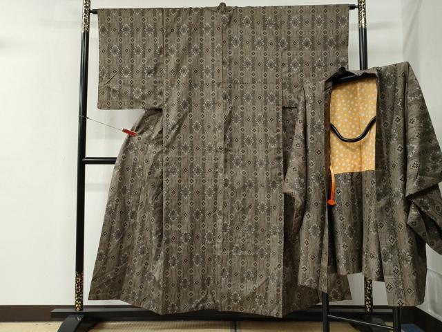 Kimono - 平和屋着物●本場大島紬　アンサンブル　割り込み絣　立涌花文　正絹　逸品　CABB4707yc