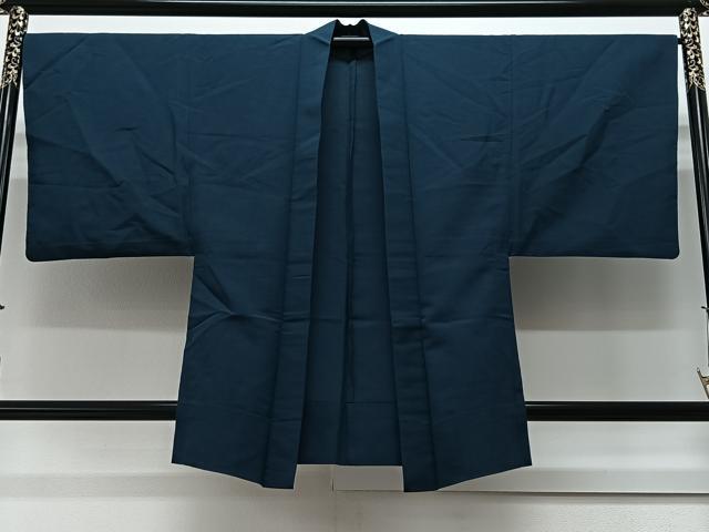 Haori - 平和屋着物▽男性　羽織　単衣　深縹色　正絹　逸品　CAAV5731id
