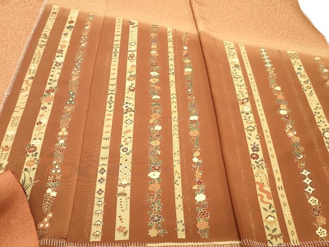 平和屋着物▼付下げ　解き反物　着尺　宝尽くし花文　金彩　八掛付き　逸品　DABC4394zy