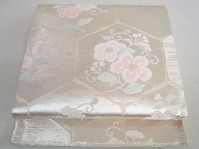 平和屋着物■六通柄袋帯　唐織　花唐草文　銀糸　逸品　DAAB1038jm