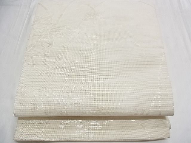 平和屋着物■夏物　六通柄袋帯　枝葉文　銀糸　B-np6890