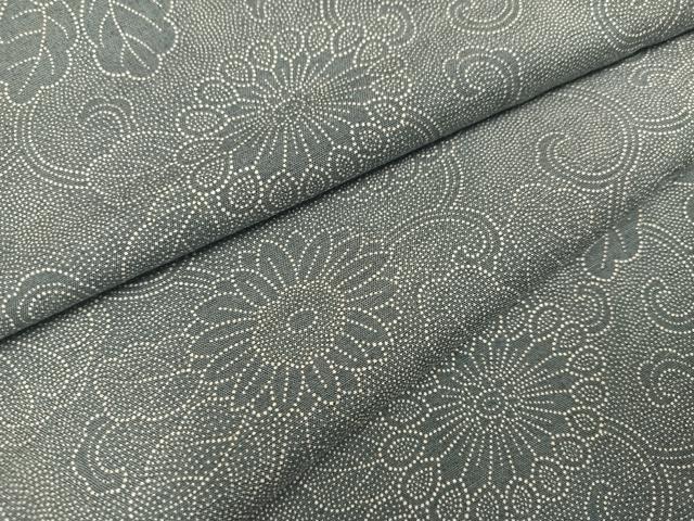 平和屋着物●江戸小紋 紬地 菊唐草文 正絹 逸品 AABA8203ph