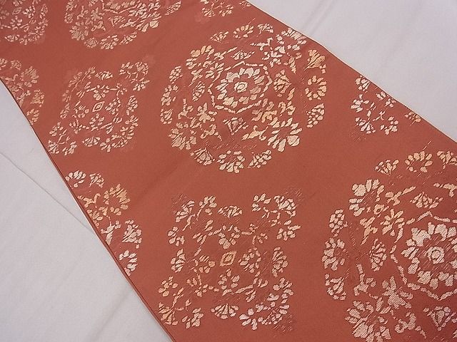 平和屋着物■六通柄袋帯　正倉院花文　金糸　逸品　ca3909