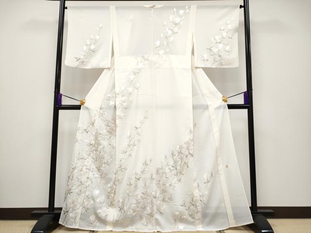 Summer Wear - 平和屋本店＊極上　夏物　訪問着　絽　作家物　総刺繍　枝花文　銀糸　練色地　逸品　CYAA2426s5