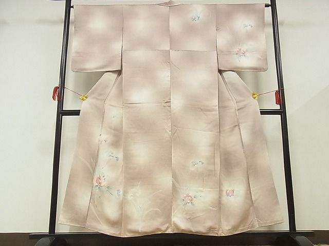 平和屋-こころ店■訪問着　草花文　暈し染め　着丈152.5cm　裄丈64cm　正絹　逸品　B-zg8432