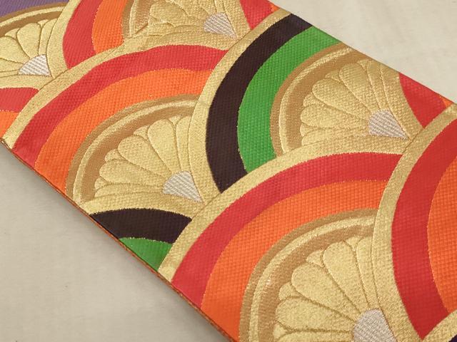 平和屋着物[]子供　全通柄袋帯　花青海波　金銀糸　正絹　逸品　AABB5582ja
