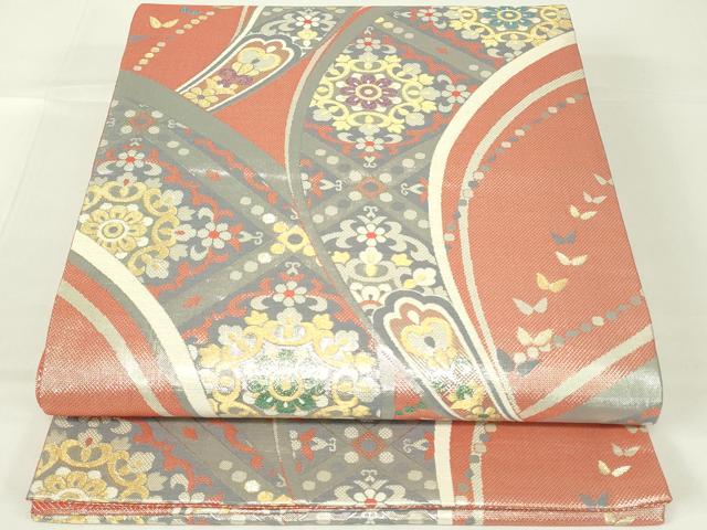 平和屋着物◎佐賀錦　六通柄袋帯　正倉院花文　金銀糸　正絹　逸品　DAAT8356qp