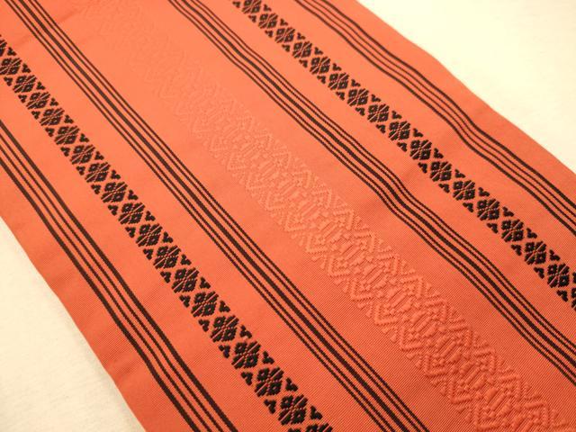 平和屋着物◎本場筑前博多織　半幅帯　献上　正絹　逸品　AABA4751dt