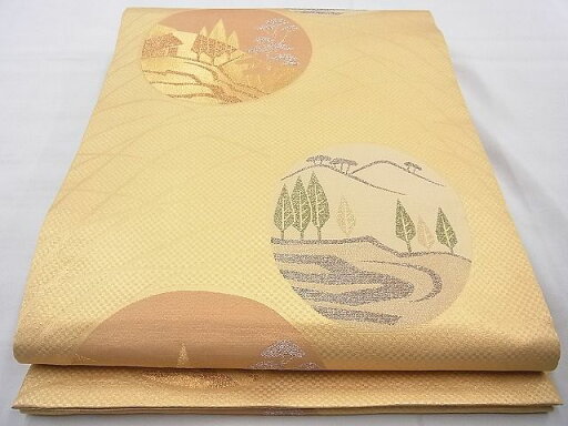 平和屋着物◎佐賀錦 六通柄袋帯 樹林風景丸文 金糸 逸品 BAAI4025cm 平和屋着物◎佐賀錦 六通柄袋帯 樹林風景丸文 金糸 逸品 BAAI4025cm