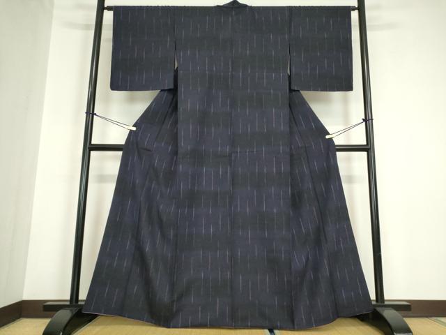 平和屋の平和屋着物●上質な紬　背抜き仕立て　変わり縞　正絹　逸品　DABC3018az｜アングル2