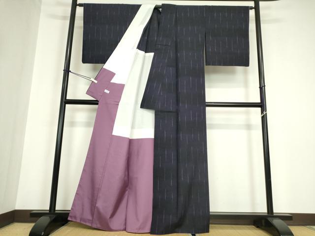 平和屋の平和屋着物●上質な紬　背抜き仕立て　変わり縞　正絹　逸品　DABC3018az｜アングル3