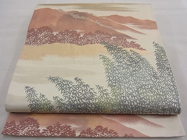 平和屋着物■六通柄袋帯 遠山笹竹文 逸品 n-fw3126