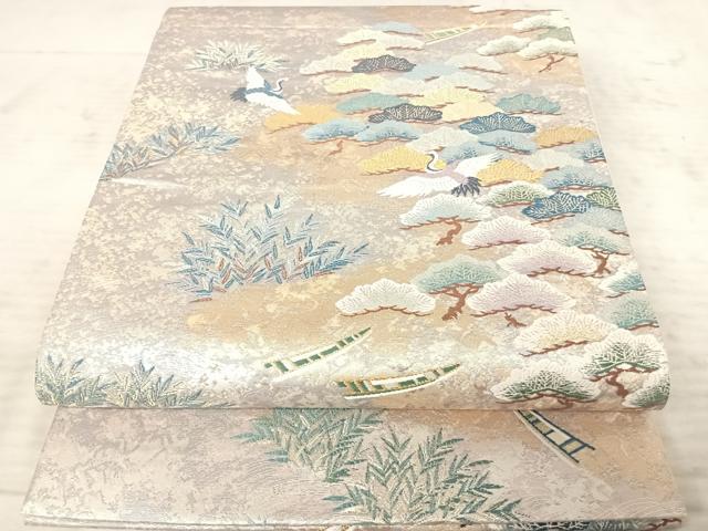 平和屋着物◎六通柄袋帯　瑞鳥景雲文　金銀糸　正絹　逸品　AAAY2136yx