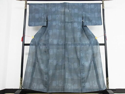 平和屋着物■夏物 小紋 変わり市松花文 洗える着物 AAAE8144Atn 平和屋着物■夏物 小紋 変わり市松花文 洗える着物 AAAE8144Atn
