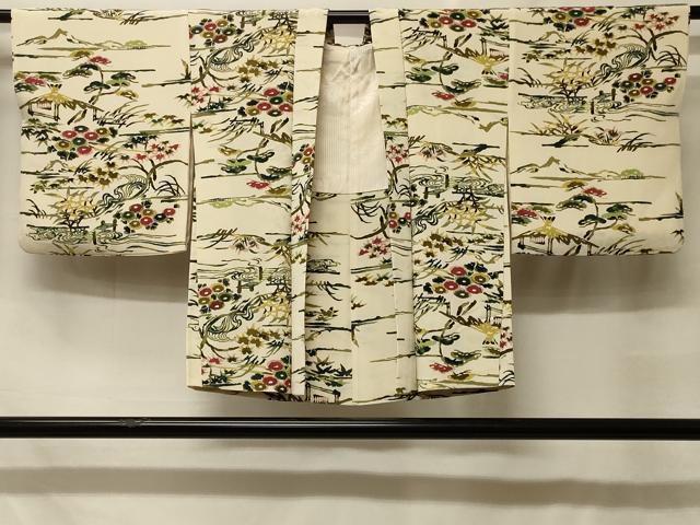 和服 - 平和屋着物＃羽織　型染め　風景草花文　正絹　逸品　CABF8951in
