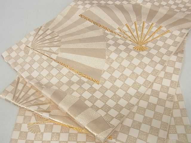 平和屋着物■六通柄袋帯 扇散らし 金糸 逸品 ma2200