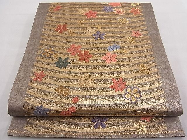 平和屋着物■六通柄袋帯　唐織　献上陶花器文　金糸　逸品　n-fw3131