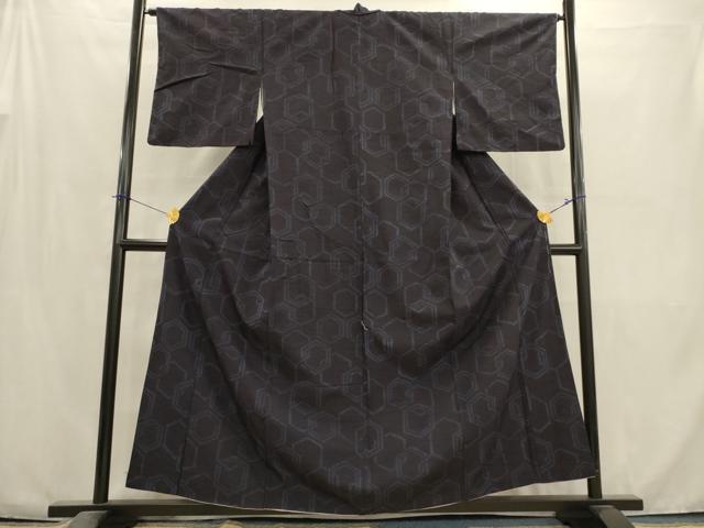 平和屋着物■上質な紬 亀甲文 正絹 逸品 AABC7461ma