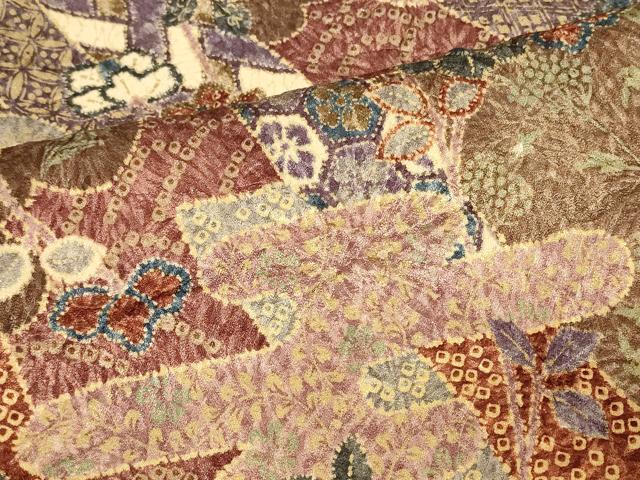 平和屋着物■上質な小紋　絞り　エ霞草花文　正絹　逸品　未使用　CAAW2437in