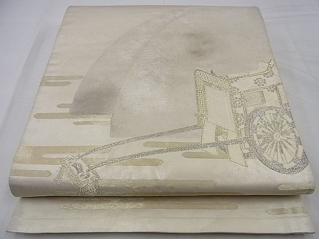 平和屋着物■六通太鼓柄袋帯　エ霞御所車文　金銀糸　逸品　n-sa2960