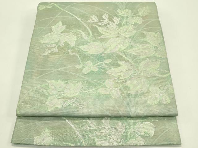 平和屋着物＊夏物 九寸開き名古屋帯 草花文 銀糸 正絹 逸品 CABH5812rv