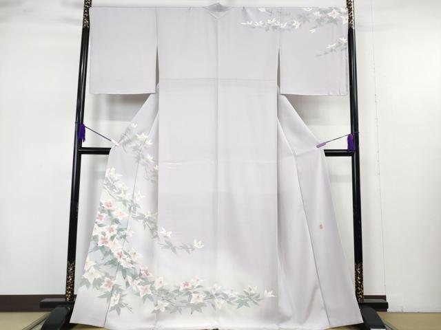 平和屋本店●極上　本場加賀友禅作家　杉浦伸 　訪問着　枝花文　白藤色地　暈し染め　逸品　未使用　DZAB7388kh6
