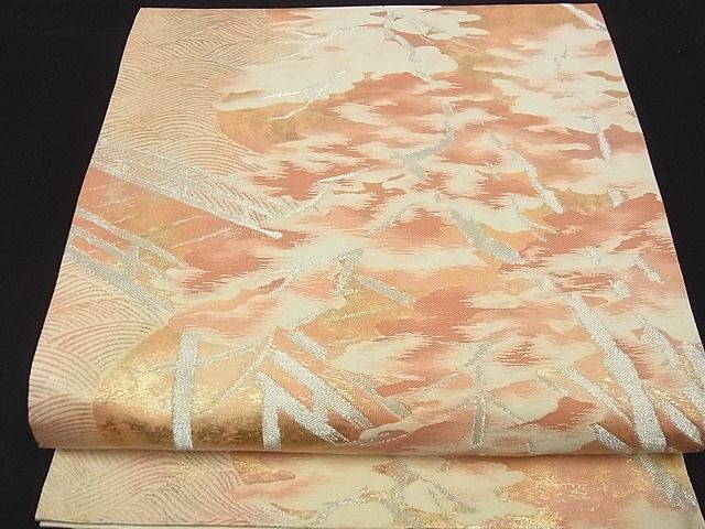 平和屋着物■六通柄袋帯 渡橋草木文 金銀糸 逸品 ga1602