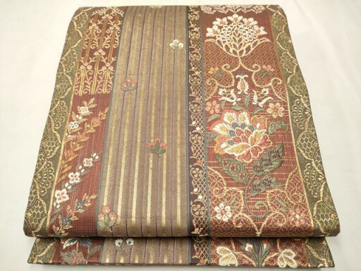 平和屋着物●六通柄袋帯 唐織 更紗花文 金糸 正絹 逸品 CAAT0841hy 平和屋着物●六通柄袋帯 唐織 更紗花文 金糸 正絹 逸品 CAAT0841hy