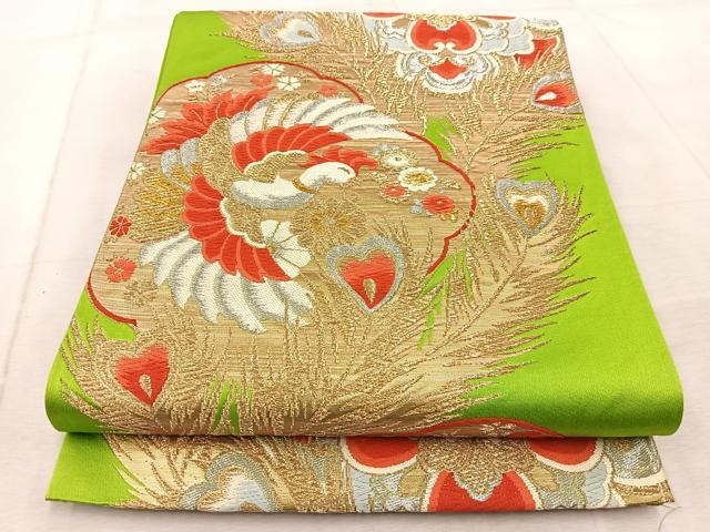 平和屋着物◎六通柄袋帯　唐織　鳳凰花文　金銀糸　正絹　逸品　BAAV6836yc