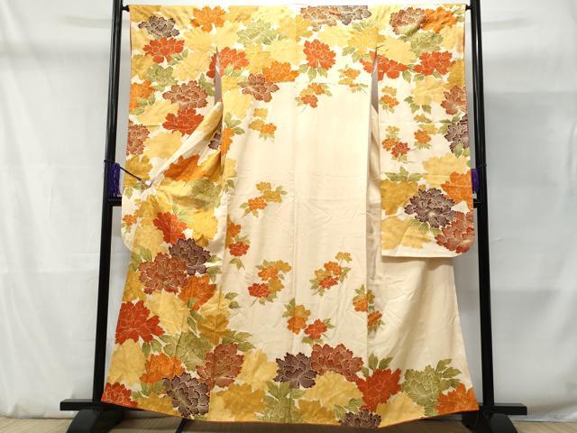 平和屋着物■豪華振袖 駒刺繍 草花文 金彩 正絹 逸品 CABD1865fb