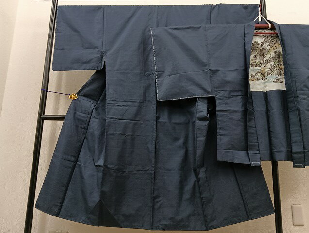 平和屋着物■男性 本場大島紬 アンサンブル 格子柄 正絹 逸品 BAAR3268ea