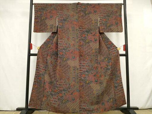 平和屋着物■上質な小紋 更紗花鳥文 鬼しぼ縮緬 正絹 逸品 AAAT4375ma 平和屋着物■上質な小紋 更紗花鳥文 鬼しぼ縮緬 正絹 逸品 AAAT4375ma