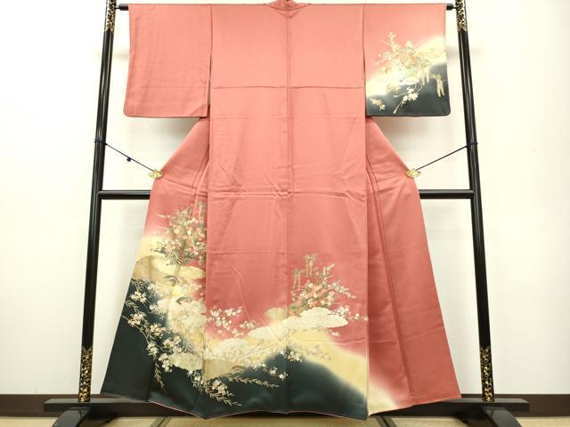 平和屋着物●訪問着 花車文 暈し染め 金彩 正絹 逸品 DAAK3621du