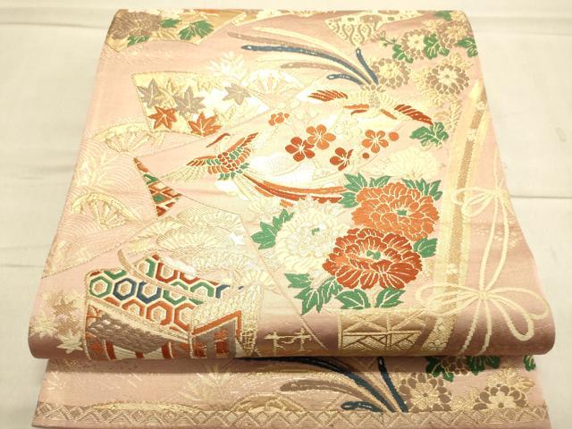 平和屋着物◎六通柄袋帯 唐織 吉祥花鳥文 金糸 正絹 逸品 DAAW9100we