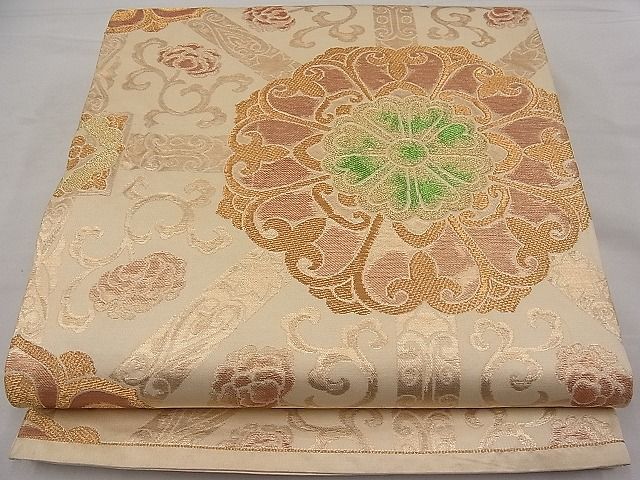平和屋着物■六通柄袋帯　花唐草文　金糸　逸品　n-pk2759
