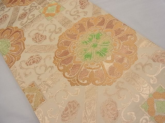 平和屋着物■六通柄袋帯　花唐草文　金糸　逸品　n-pk2759