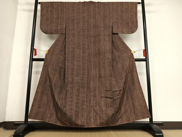 平和屋着物■上質な紬　縞　正絹　逸品　AAAM6028zg