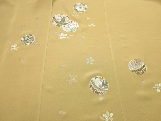 平和屋着物●付下げ 反物 着尺 共八掛付き 駒刺繍 総刺繍 手毬花文 逸品 未使用 DAB...