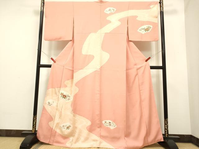 平和屋着物●訪問着　絞り　地紙花文　金銀彩　正絹　逸品　DAAK3598du