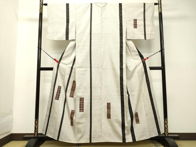 平和屋着物●訪問着　紬地　短冊文　正絹　逸品　DAAT1192tw