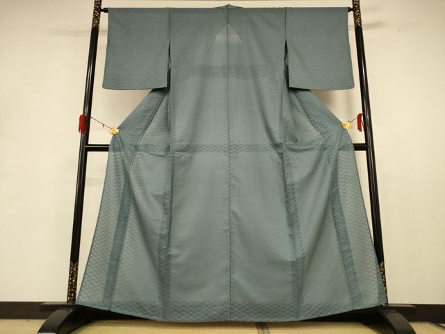 平和屋着物＊夏物　色無地　変わり絽　湊鼠色　正絹　逸品　AABD8977jd