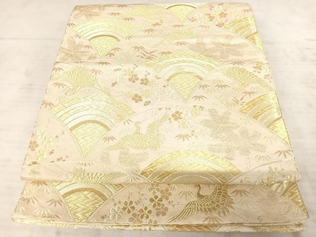 Other - 平和屋着物◎六通柄袋帯　飛鶴花文　松竹梅　銀糸　正絹　逸品　AAAY2142yx