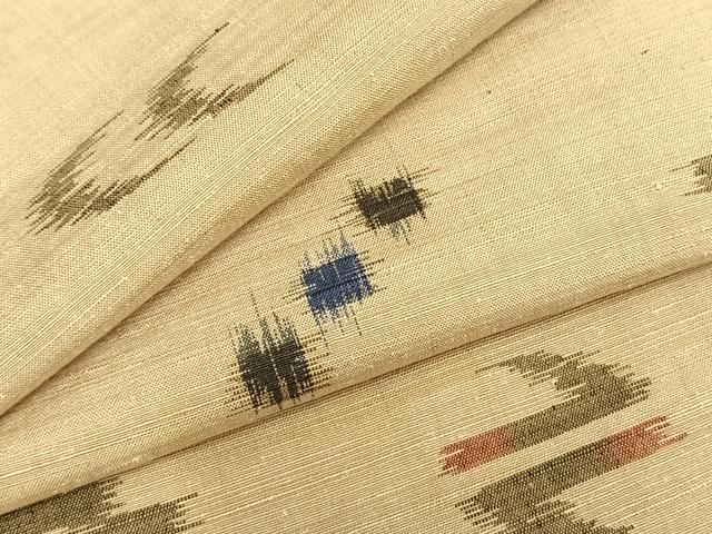 Full-Length Under-Kimono - 平和屋着物▽上質な紬　単衣　絣柄　正絹　逸品　AABB2412fy