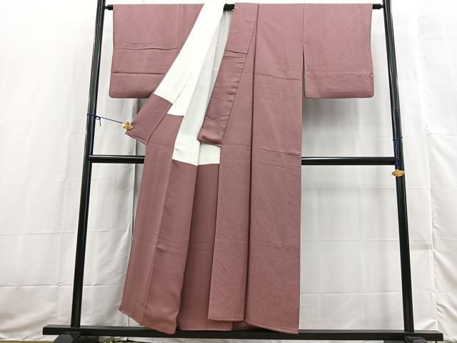 平和屋着物■上質な色無地　芝草地紋　退紅色　正絹　逸品　BAAX3518yc