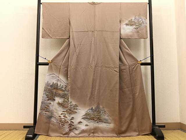 Rakuten - 平和屋着物■訪問着　風景文　暈し染め　金彩　正絹　逸品　BAAX6706hj