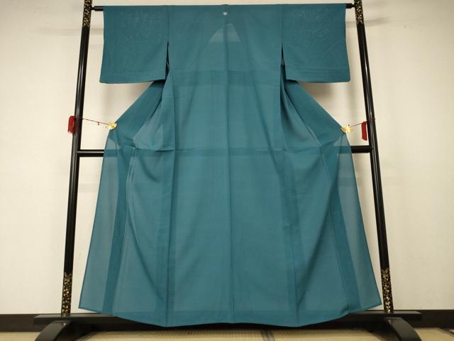 平和屋着物＊夏物　色無地　絽　青碧色　正絹　逸品　AABD4638jd