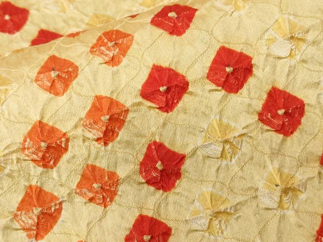 平和屋着物■上質な小紋　総絞り　菱重ね文　正絹　逸品　CAAV2128ev